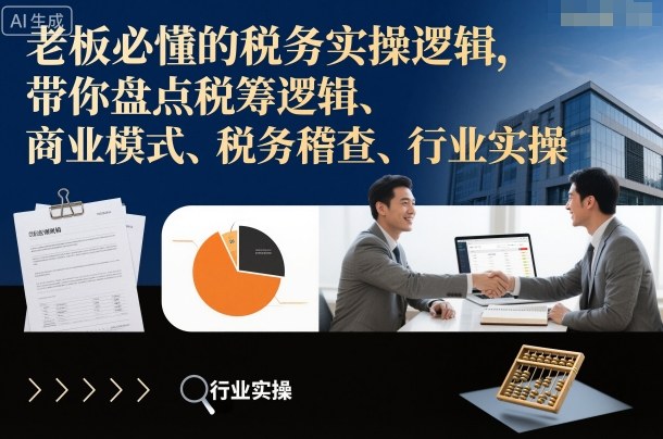 老板必懂的税务实操逻辑，带你盘点税筹逻辑、商业模式、税务稽查、行业实操-摇钱树