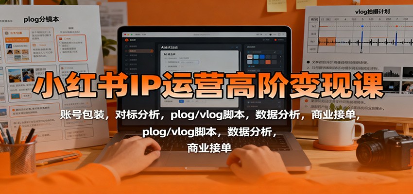 小红书IP运营高阶变现课：账号包装，对标分析，plog/vlog脚本，数据分析，商业接单-摇钱树