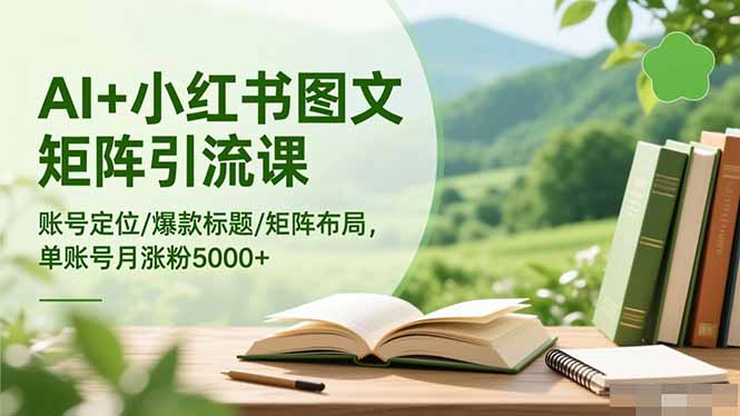 AI+小红书图文矩阵引流课:账号定位/爆款标题/矩阵布局/单账号月涨粉5000+-摇钱树